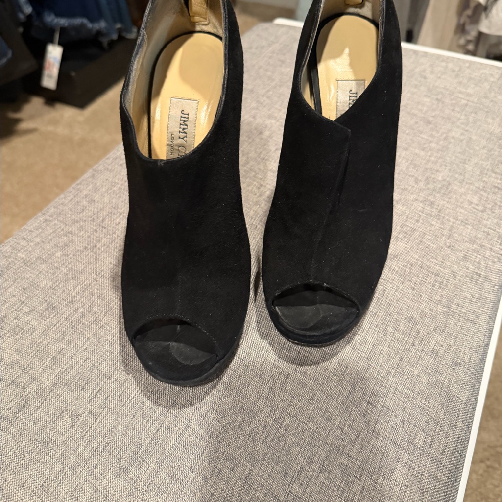 Authentic Jimmy Choo Black Peep-Toe Ankle Boots